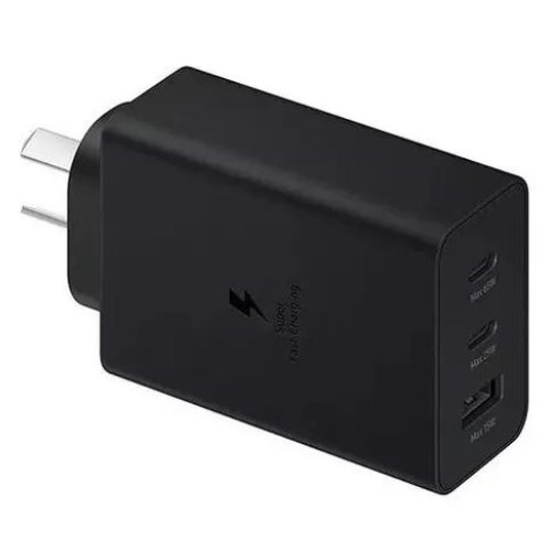 CARGADOR SAMSUNG TRIO 65W  TIPO C + TIPO A SIN CABLE EP-T6530NBSGAR NEGRO