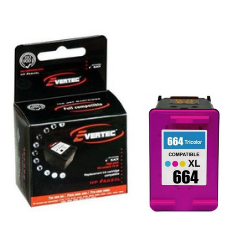 EVERTEC HP 664XL COLOR NUEVO CHIP (1115, 2135, 3635, 3835, 4535, 4675, 2675, 3775)
