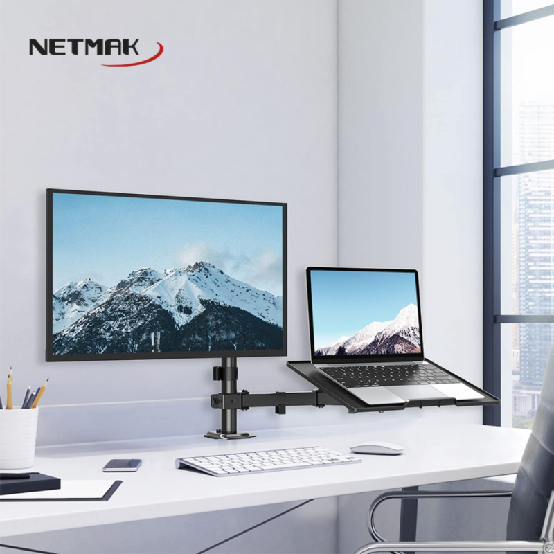 SOPORTE MONITOR Y NOTEBOOK CON  BRAZO ARTICULADO NETMAK NM-ST26