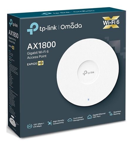 ACCESS POINT TP-LINK EAP620 HD AX1800 DUAL BAND/4 ANT OMNI/MU-MIMO/GIGALAN/MULTI-SSID/PORTAL CAUTIVO/POE/OMADA APP Y MESH/WIFI6