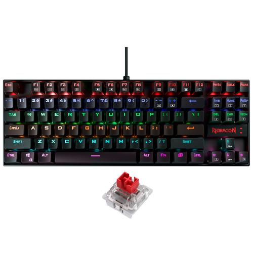 TECLADO USB GAMER REDRAGON K552 KUMARA  ES NEGRO RED SWITCHES K552-KR-SP