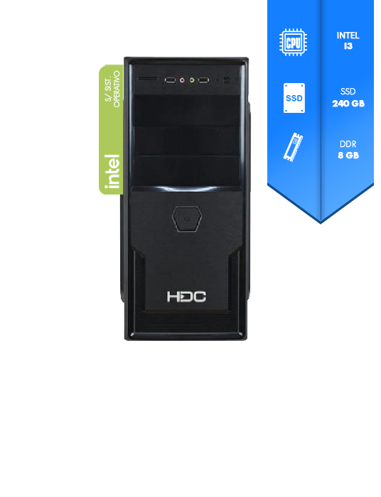 PC INTEL I3 12100/ WIN11 PRO (DSP)/ 8GB/240GB SSD/GAB KIT TEC + MOU
