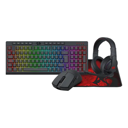 COMBO TEC+MOUSE+PAD+AURICULAR USB GAMER REDRAGON S147-SP 4 EN 1