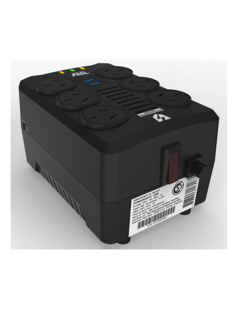 ESTABILIZADOR TRV POWERSAFE USB 6TOMAS/USB2.4A/RJ45/2000VA S/N