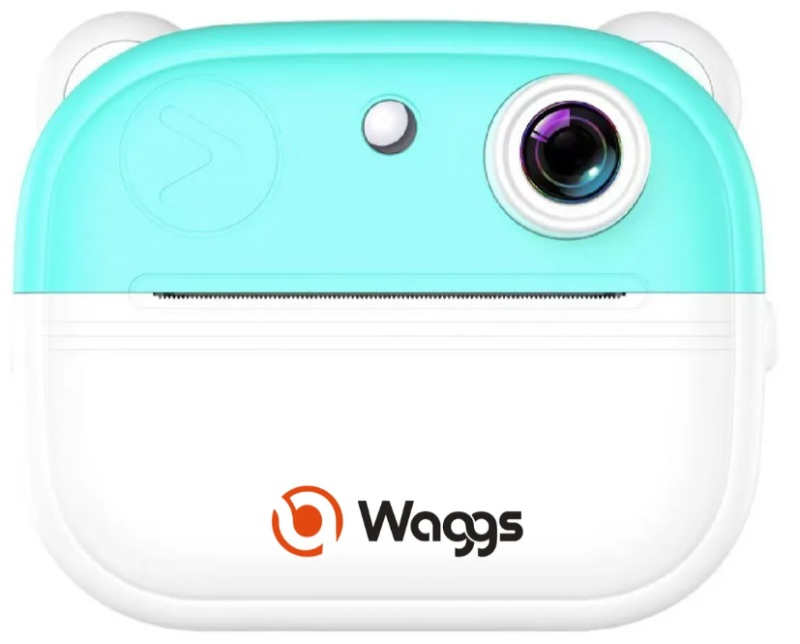 CAMARA DE FOTOS DIGITAL INSTANTANEA- INCLUYE 1 ROLLITO DE PAPEL TERMICO ITER02 CELESTE WAGGS - IMPRESION EN BLANCO Y NEGRO - ADMITE MICRO SD