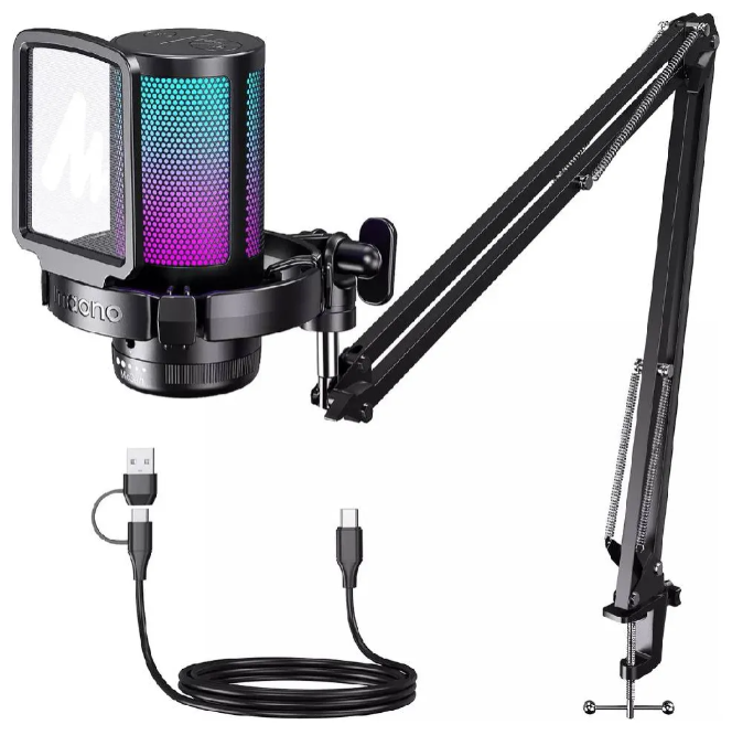 MICROFONO USB DAGGER CON BRAZO METALICO Y SOPORTE ANTIVIBRACION MAONO DGM20S