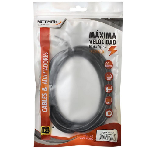 CABLE USB 2.0 1.8M  AM-BM PARA IMPRESORA NETMAK NM-C03