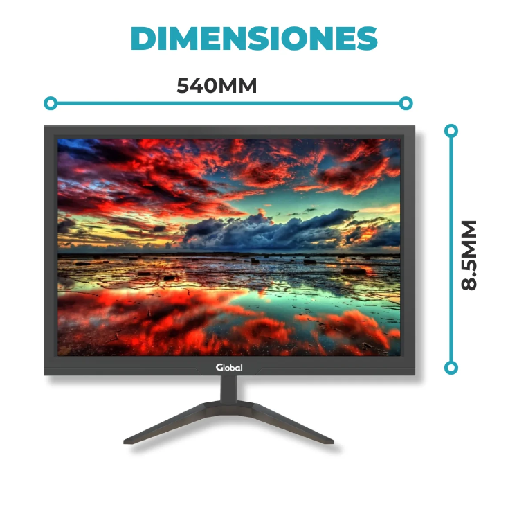 MONITOR LED 21.5" GLOBAL FHD VGA HDMI + INCLUYE CABLE HDMI