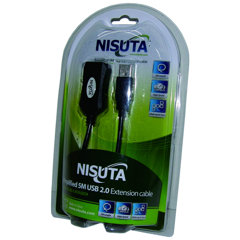 CABLE EXTENSION USB 2.0 AMPLIFICADO 5MT NISUTA NSCAEXUSCH