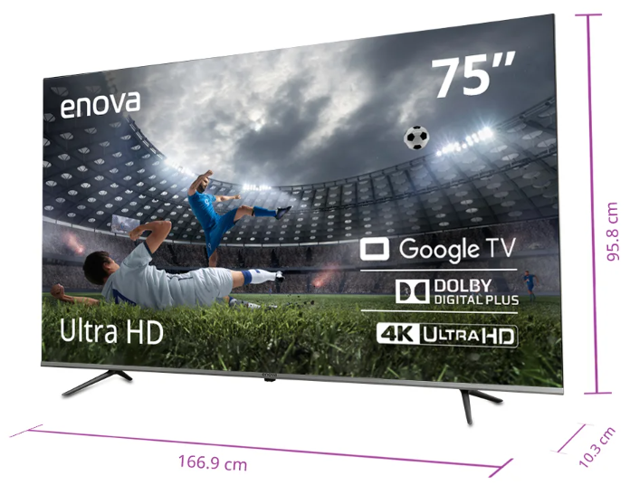 TV LED 75" ENOVA 4K UHD GOOGLE TV G11 TE75UG10-TDF FRAMELESS