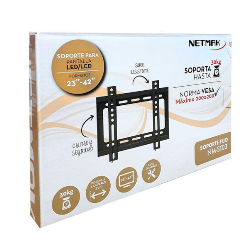 SOPORTE TV PARED FIJO 23 A 42" HASTA 30KG VESA 200*200 NETMAK NM-ST03
