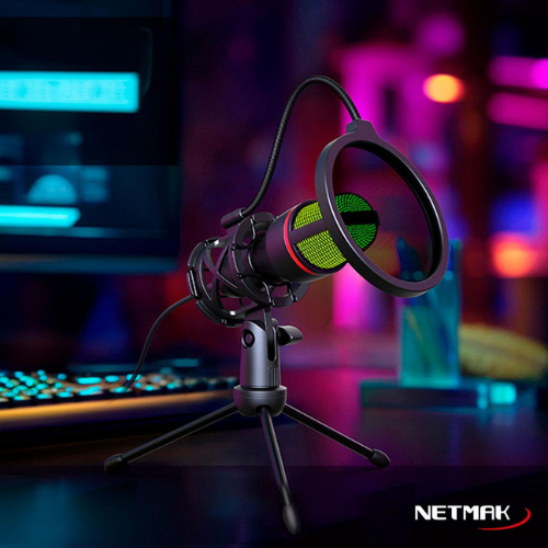 MICROFONO USB NETMAK RGB CON TRIPODE NM-MS786