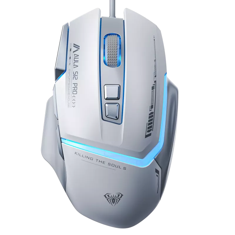 MOUSE GAMER USB AULA S12 PRO WIRED BLANCO RGB 12800DPI 7D - 6948391214368