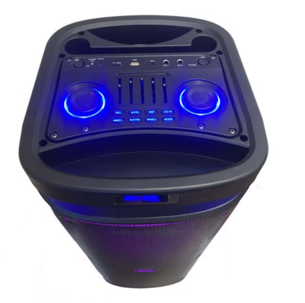 PARLANTE BT PORTATIL KIOTO TW1200 X2 10" USB-MP3-FM-TWS-MIC- C/REMOTO  50W RMS