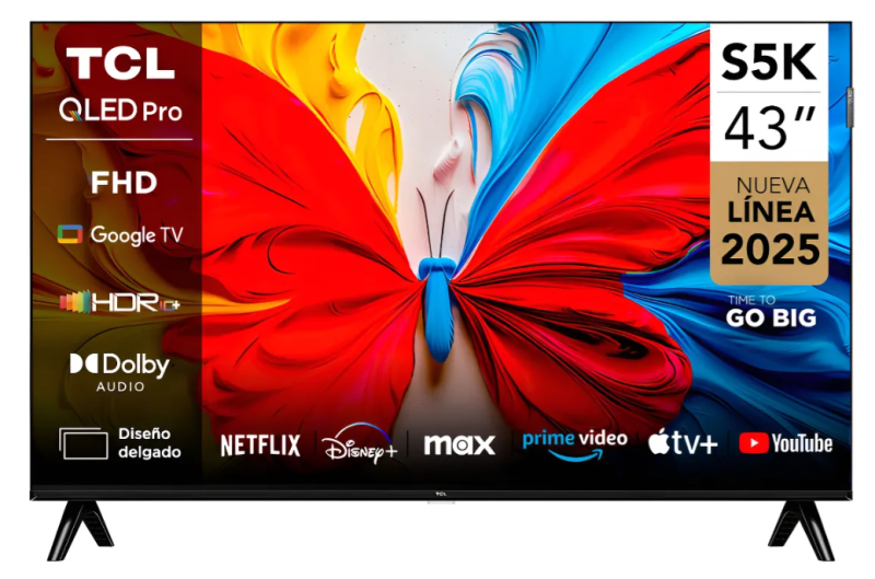 TV QLED 43" SMART TCL 43S5K-F FHD HDR10 DOLBY AUIDIO GOOGLE TV