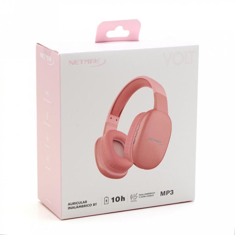 AURICULAR BLUETOOTH/CABLE NETMAK ROSA NM-VOLT-RS