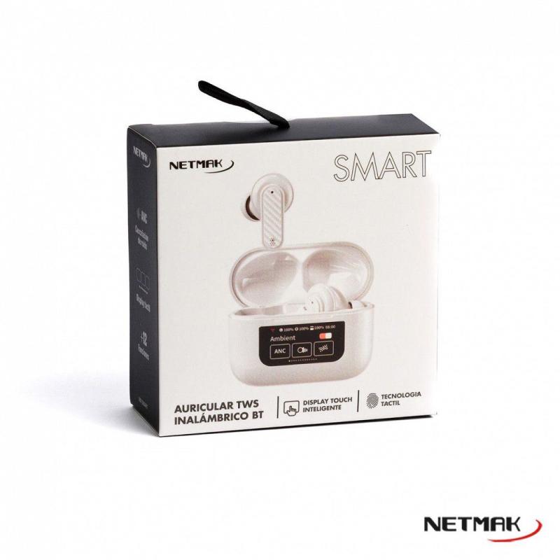 AURICULAR BLUETOOTH NETMAK NM-SMART DISPLAY TOUCH BLANCO