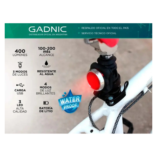 KIT X2 LUZ LED RECARGABLES  PARA BICICLETA -IMPERMEABLES LIN00020
