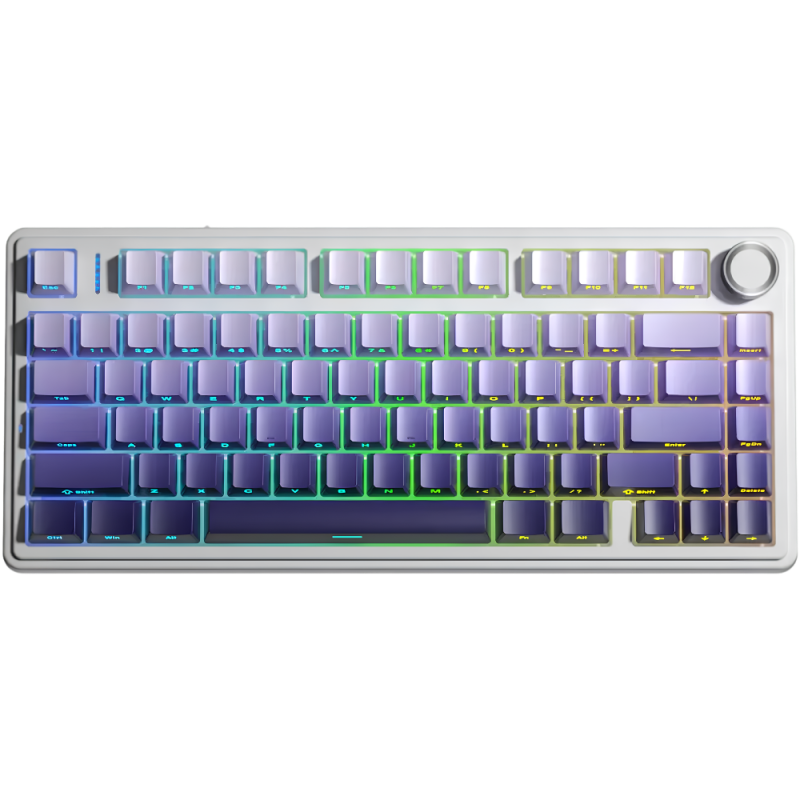 TECLADO USB TIPO C / INALAMBRICO 2.4GHZ / BT GAMER MECANICO AULA F75 PURPURA BLANCO DEGRADE 75% RGB SW STAR VECTOR INGLES - 6948391290652