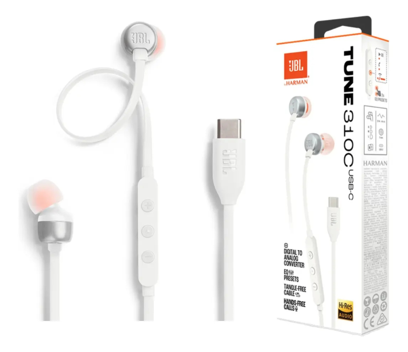 AURICULAR JBL T310C  C/MIC TIPO C BLANCO