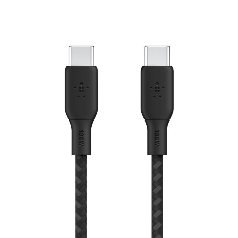 CABLE TIPO C A TIPO C BELKIN BRAIDED 2MT 100W CAB014BT2MBK NEGRO