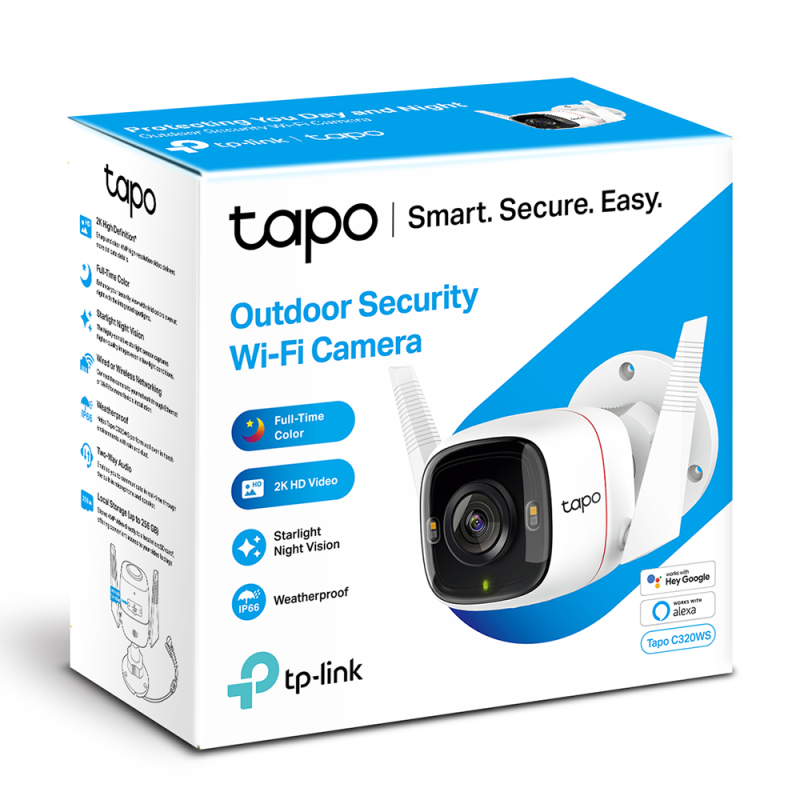 CS CAMARA IP WIFI TAPO C320WS 1080P 4MPX STARLIGHT MICROSD SIRENA IP66 EXTERIOR (OPCION LAN-NO POE)
