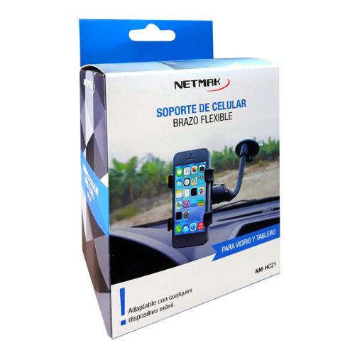 SOPORTE CELULAR P/AUTO PARABRISA FLEXIBLE NETMAK NM-HC21