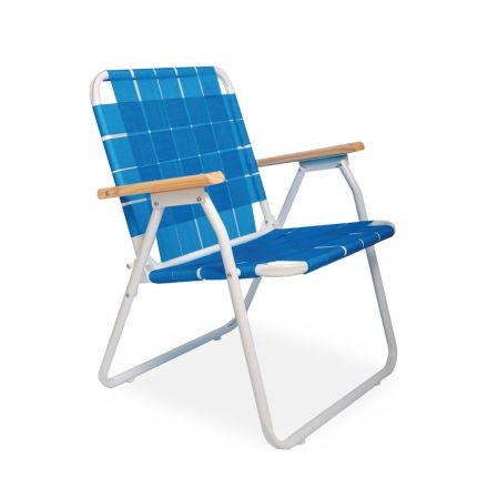 SILLON 1 POSICION CAÑO 3/4 BLANCO CINTA AZUL BICOLOR 2010 PIKNIK APOYA BRAZOS METALICO - 130KG