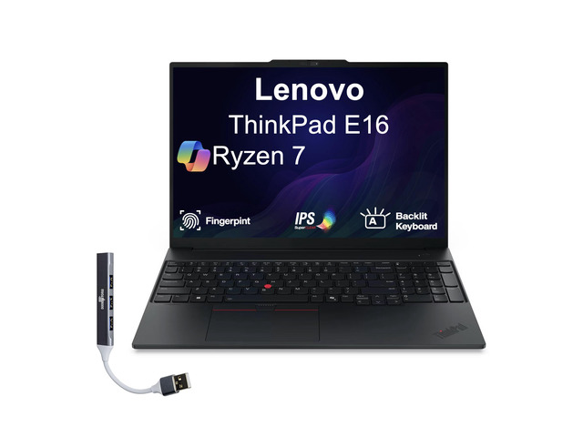 NOTEBOOK AMD RYZEN AI 7 250/ WIN11 PRO (DSP)/ LENOVO THINKPAD E16 G3/ 16GB DDR5 (2 SLOTS MAX 64GB DDR5 5600MHZ)/ 512GB NVME 2242/ 16" WUXGA IPS/ GTIA 1 AÑO/ 21SU0008AC/ (1111790) ARG