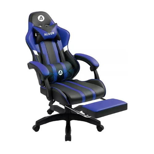 SILLA GAMER SIN ARMADO ALIVER RAPTOR AI +MASAJEADOR+APOYA PIES- AZUL AL-GC9910