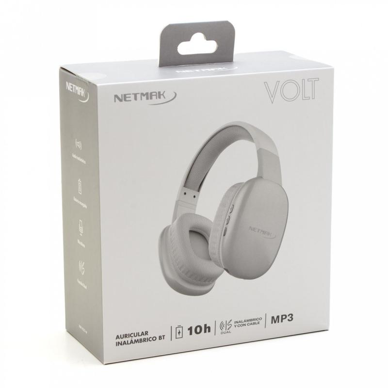 AURICULAR BLUETOOTH/CABLE NETMAK BLANCO NM-VOLT-W