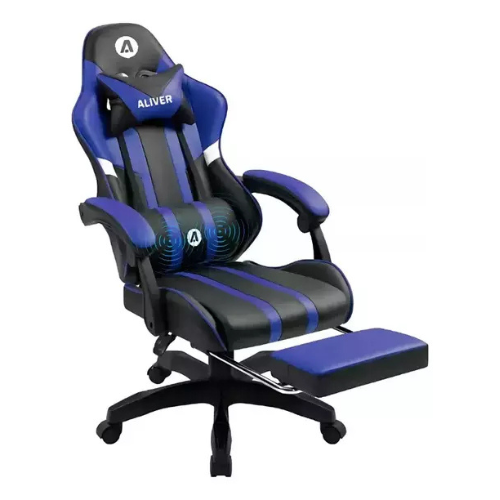 SILLA GAMER ARMADA ALIVER RAPTOR AI +MASAJEADOR+APOYA PIES- AZUL AL-GC9910