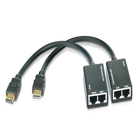 EXTENSOR HDMI HASTA 30MT POR 2 UTP CAT 5E / CAT 6 GENERICO