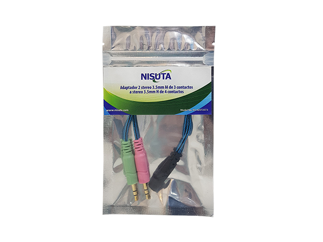 ADAPTADOR  PLUG 3.5MM  1 HE A 2 M  4 PINES NISUTA NSADST2ST3