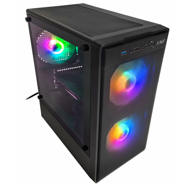 GABINETE (GM) LNZ M11 3 FAN F-RGB FRONT MESH TG M-ATX / ITX