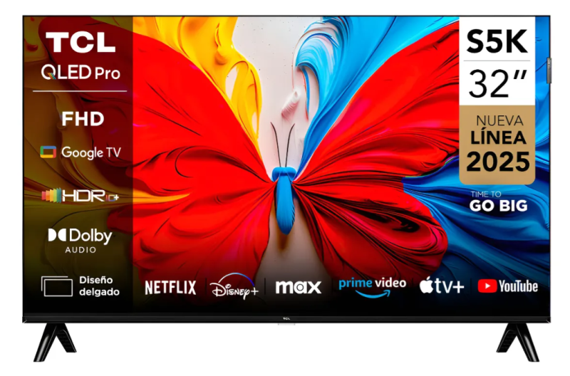 TV QLED 32" SMART TCL 32S5K-F FHD HDR10 DOLBY AUIDIO GOOGLE TV