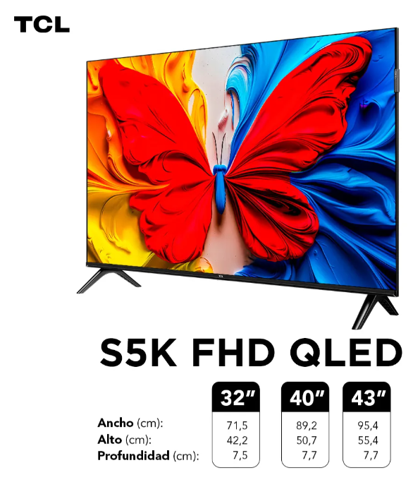 TV QLED 32" SMART TCL 32S5K-F FHD HDR10 DOLBY AUIDIO GOOGLE TV