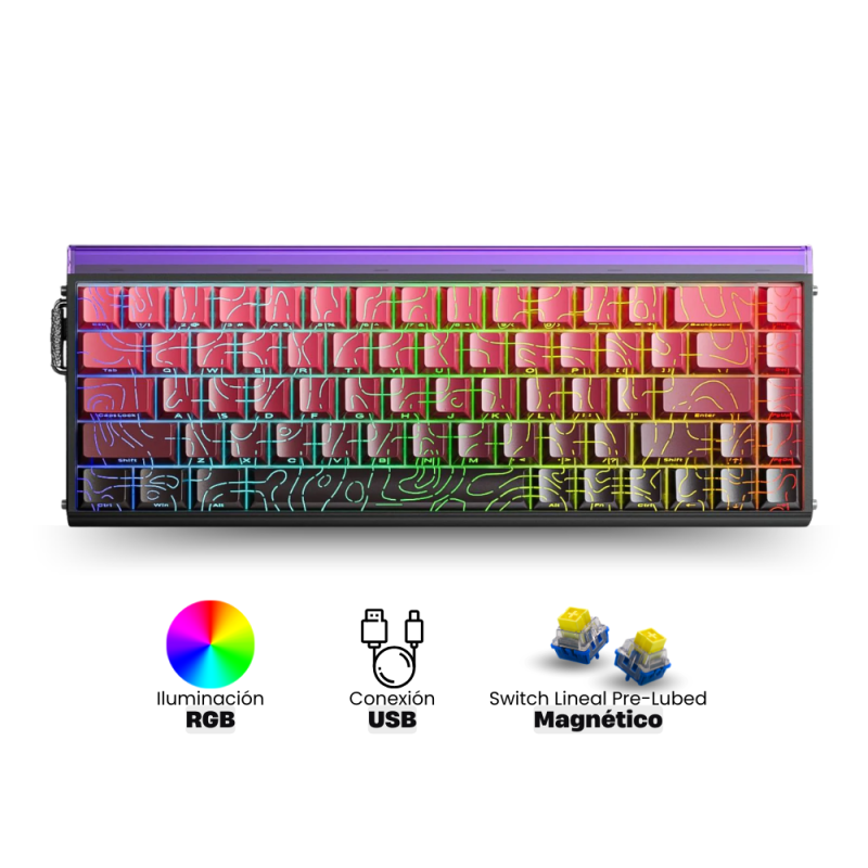 TECLADO USB TIPO C GAMER MAGNETICO AULA HERO 68 HE BLACK RED DRAGON KING
