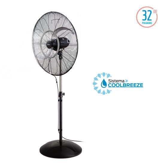 VENTILADOR DE PIE 32`` VPI32CB COOLBREEZE BRISA DE AGUA OPCIONAL PARRILLA METALICA NEGRA ASPAS METAL ASCILANTE + RECLINABLE  S/N