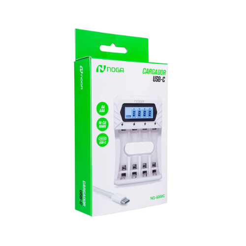CARGADOR DE PILA X4 AAA AA USB C NOGA NG-6000C