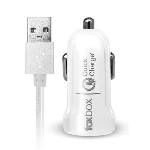 CARGADOR AUTO 12V 3.0 + 1 USB  + CABLE LIGHTNING FOXBOX WAY (5215)