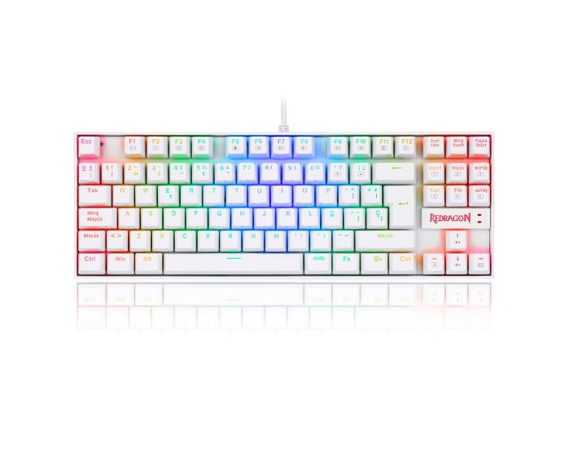 TECLADO USB GAMER REDRAGON K552W-RGB-1R-SP KUMARA RGB ES BLANCO RED SWITCHES
