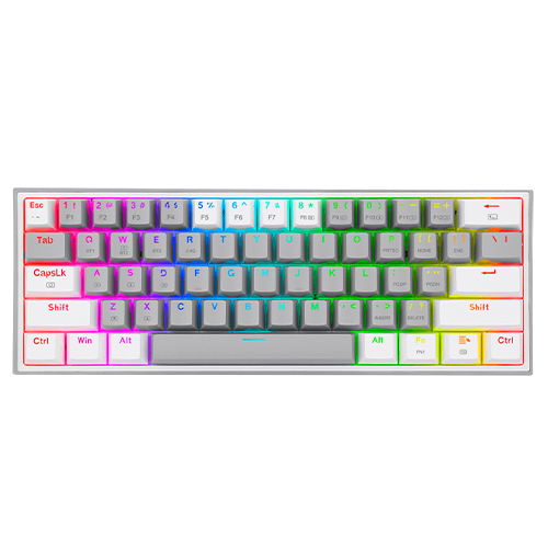 TECLADO USB GAMER REDRAGON K616-RGB-SP WG FIZZ PRO GREY/WHITE RED SWITCH