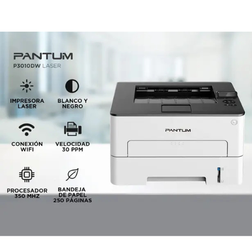 IMPRESORA LASER MO SF PANTUM P3010DW DUPLEX 30PPM LAN+WIFI VOL 3.500 PAG MENSUALES
