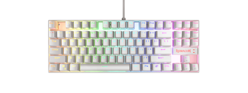 TECLADO USB GAMER REDRAGON K552 KUMARA RAINBOW ES BLANCO SWITCH ROJO K552W-KR