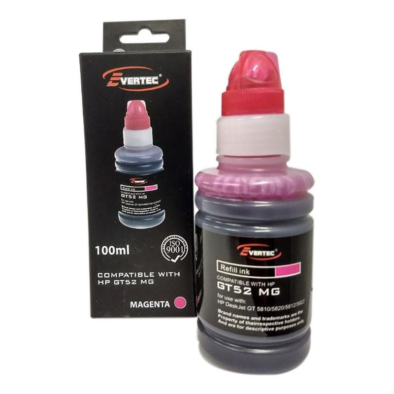 EVERTEC TINTA HP GT52 100ML MAGENTA HP5820