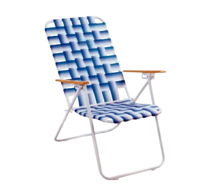 SILLON 5 POSICIONES CAÑO 7/8 BLANCO CINTA AZUL BICOLOR 2008 PIKNIK APOYABRAZOS METALICO 130KG