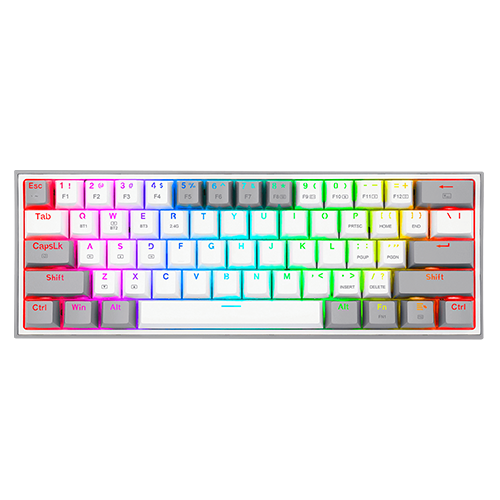 TECLADO USB GAMER REDRAGON K616-RGB FIZZ PRO WHITE/GREY