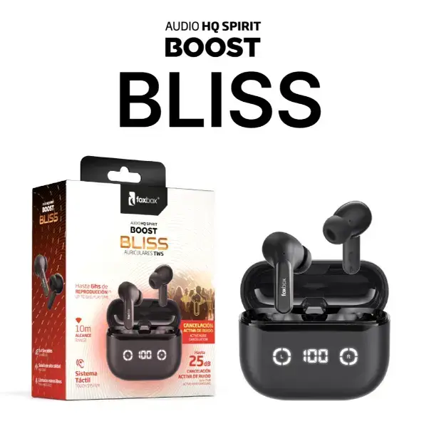 AURICULAR BLUETOOTH FOXBOX BLISS TWS NEGRO