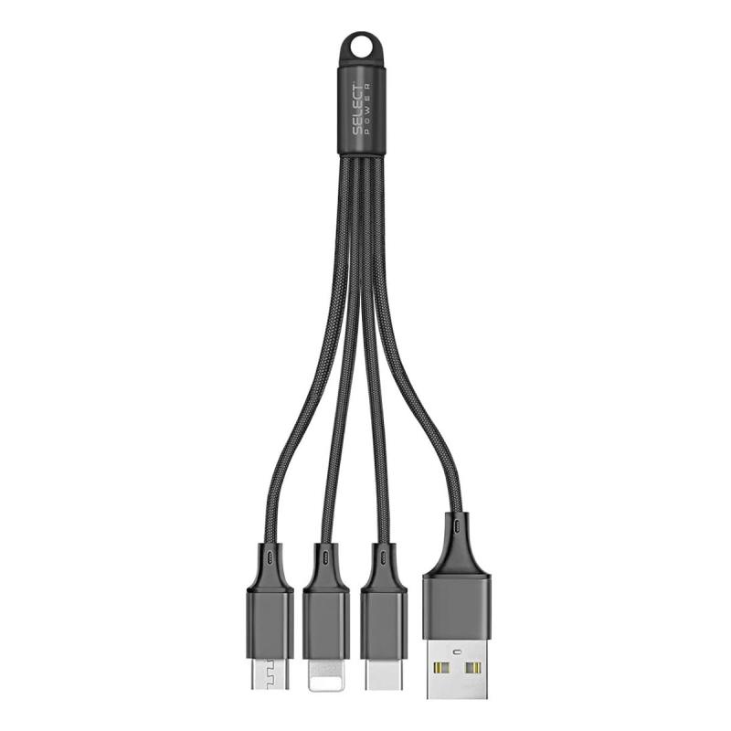 CABLE PULPO 1 A 3 - USB A TIPO C, MICRO USB , LIGHTNING